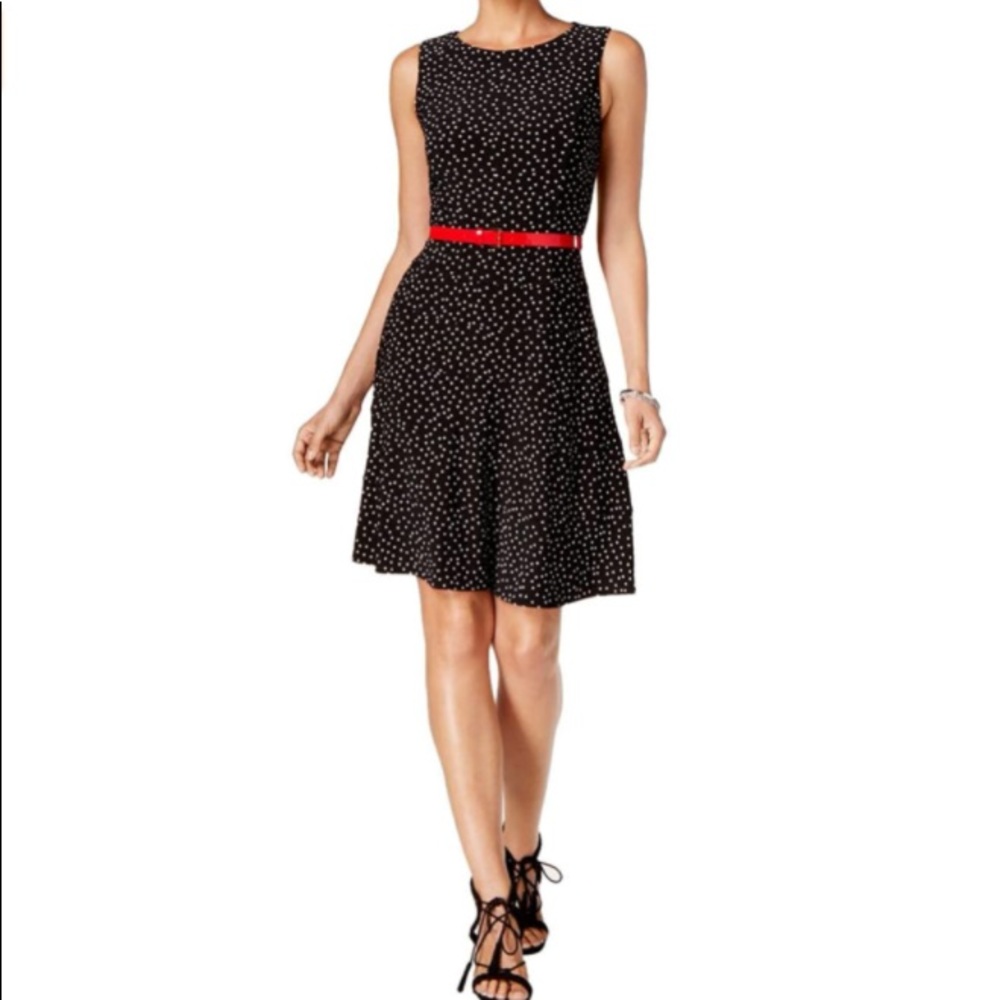 Tommy Hilfiger Belted Polka Dot Swing Dress Size 4